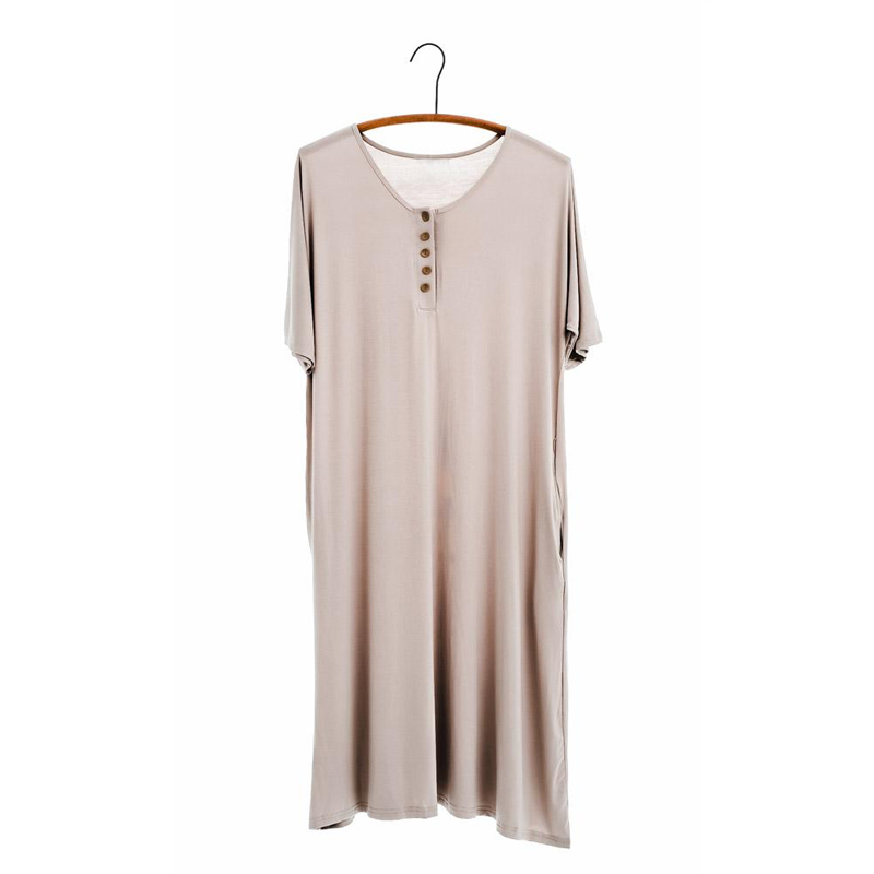 Women's Long Sleep Nightgown Womens V Neck Loungewear Oversized Pajama Loose Pockets Long Sleep Dress