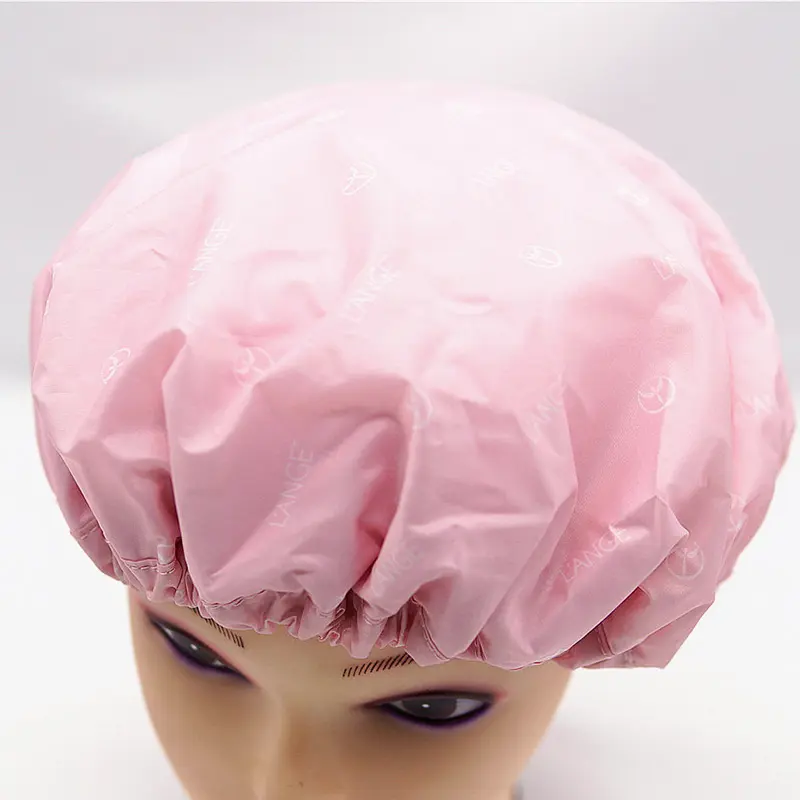 Customized Personalized Dual Layer Shower Cap Reusable Bath Accessories Waterproof Breathable Ladies Shower Cap With Elastic