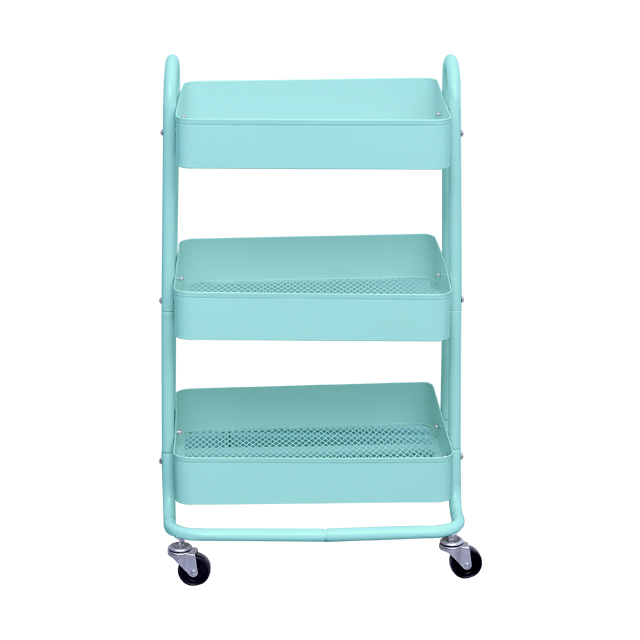 Free installation folding trolley cart 3 tiers rolling storage cart for kitchen