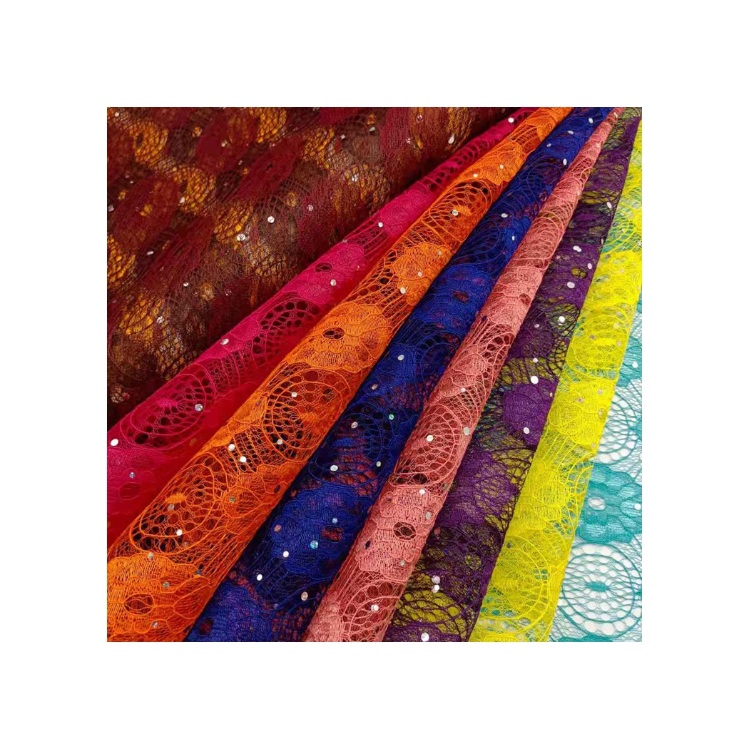 bridal lace fabric 3d lace nigeria african style sequin net cord lace fabric