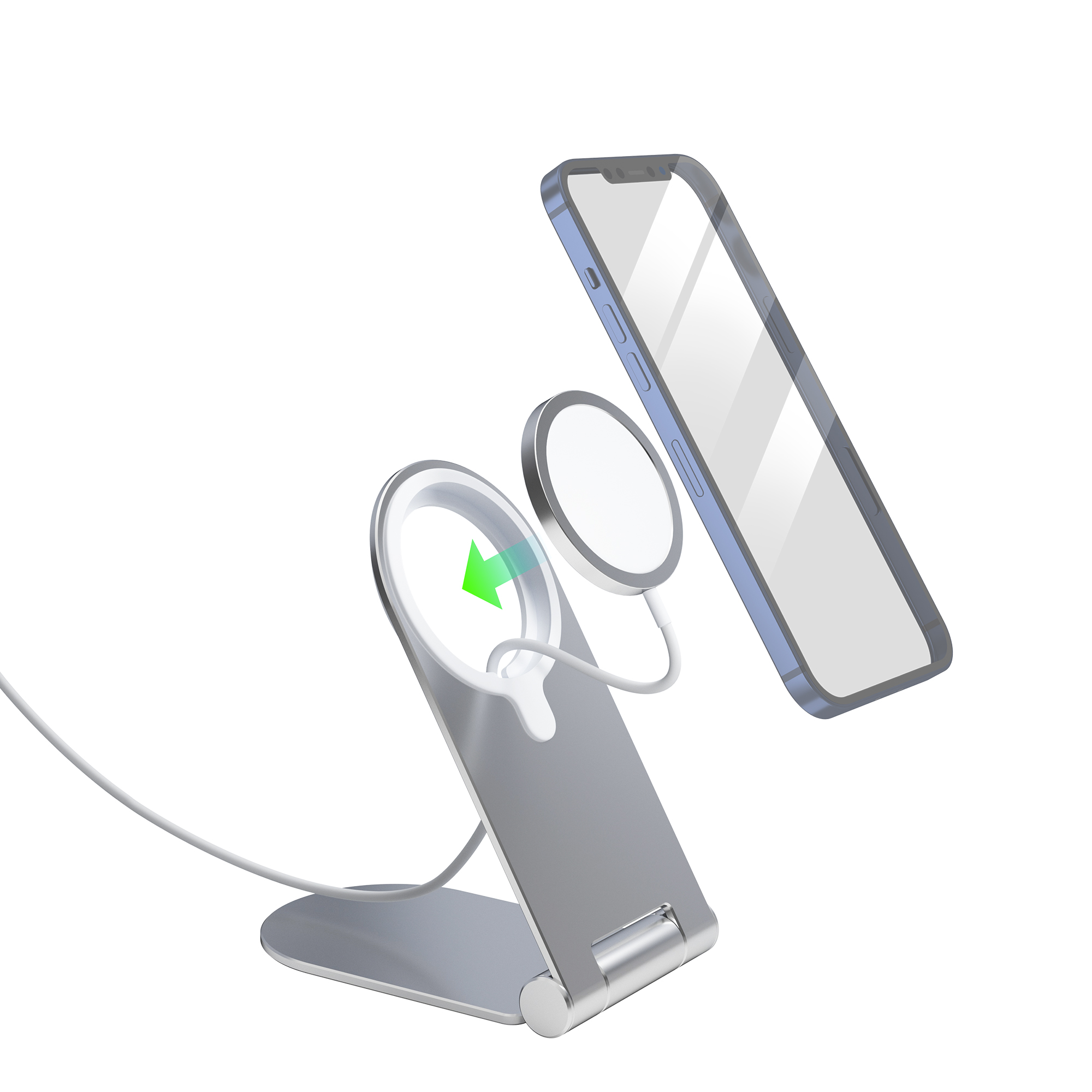 Регулируемая подставка для зарядного устройства Magsafe для iPhone 12, складное Беспроводное зарядное устройство, настольное зарядное устройство, кронштейн