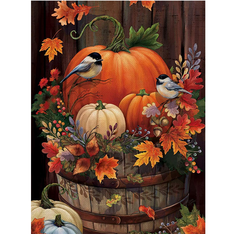 M-Custom Decor Pumpkins Barrel - Standard Size, Decorative Double Sided, Licensed and Copyrighted Flag diamond painting