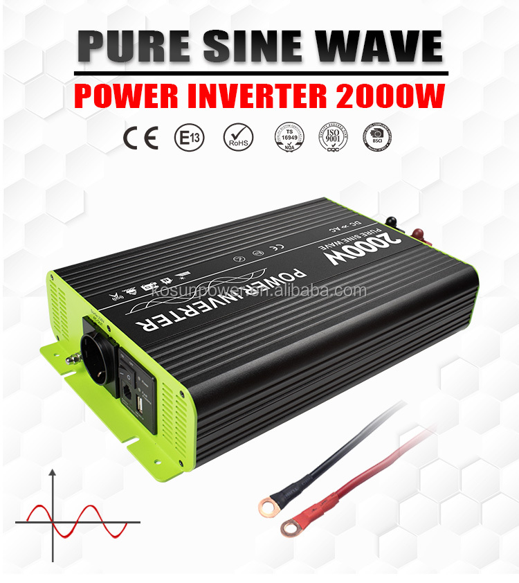 Инверсор 300W 500W 1000W 2000W 2500W 3000 Вт Чистая Синусоидальная волна инвертирующий усилитель мощности 12V 24V 48V до 110V 220V Инвертор постоянного тока в переменный Инвертор солнечной энергии