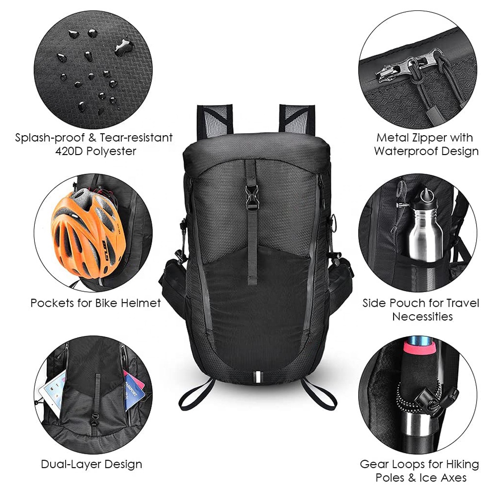 Hot sale fashion Foldable hiking backpack trekking backpack rucksack camping bag travel backpack