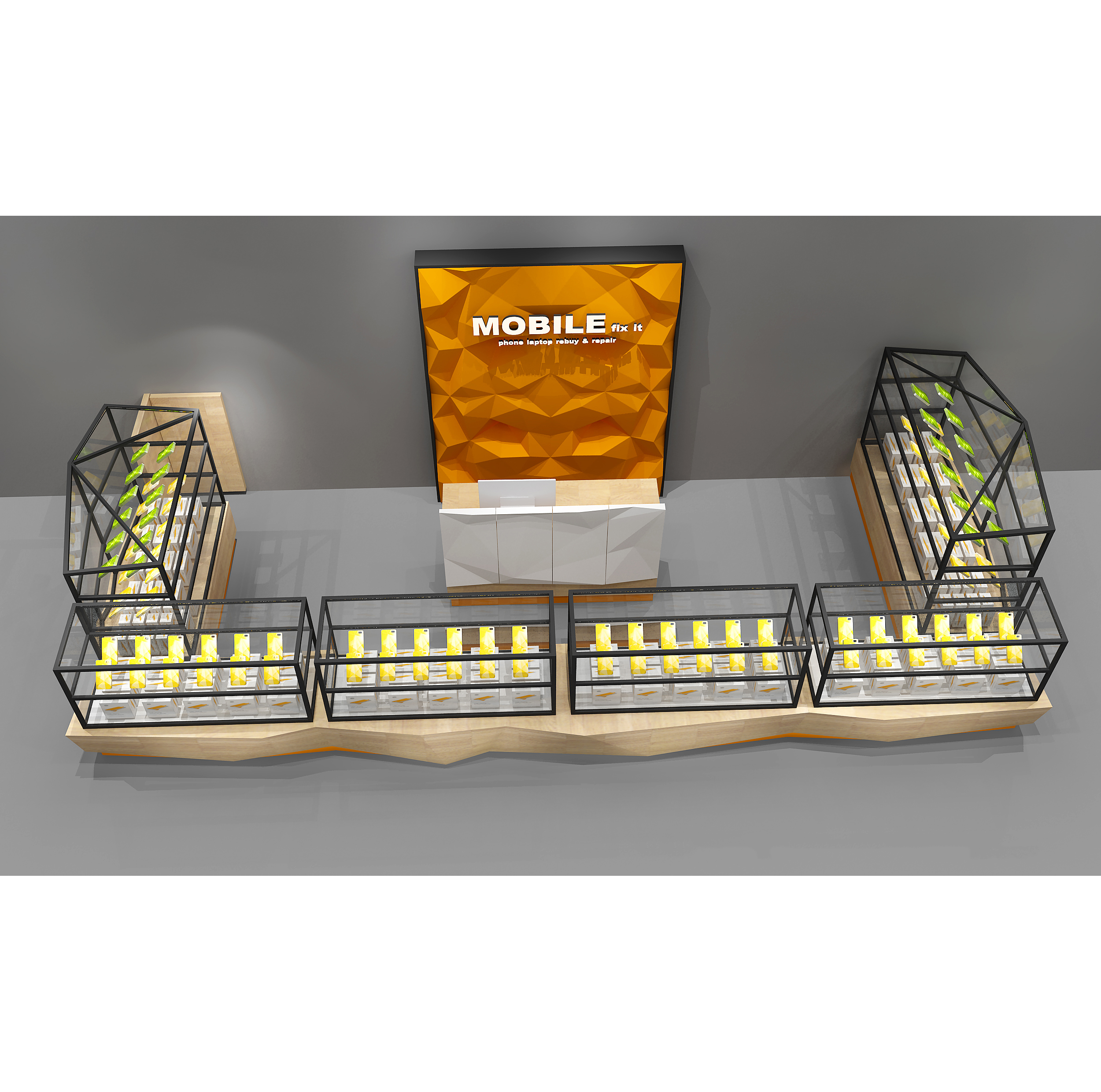 smartphone retail shop mobile phone furniture showcase glass mobilephone kiosk