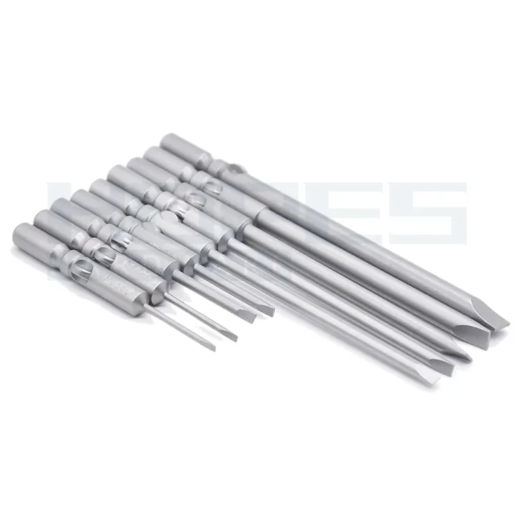 S2 alloy Slot bits with 800 801 802 round shank SL1.6 2 2.5 3 4 5 6mm Flat screwdriver length 40 60 100mm electric tools
