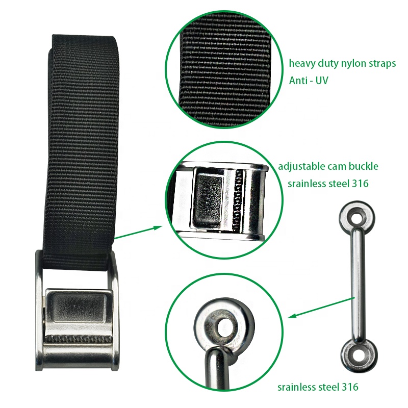 Boat Cooler Tie-Down Belt Battery strap Cargo Strap 316 stainless steel Strong ratchet Belt