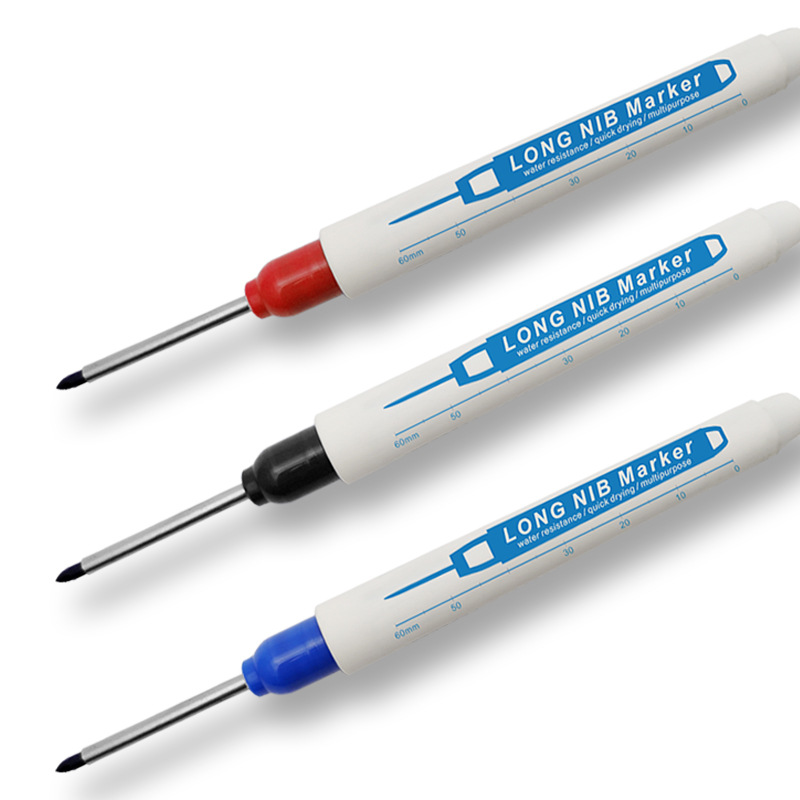 Waterproof Long-Head Deep Hole Marker Pen, Multi-Function Long Pen Tip Permanent Carpenter Woodworking Marker Long Nib Pen