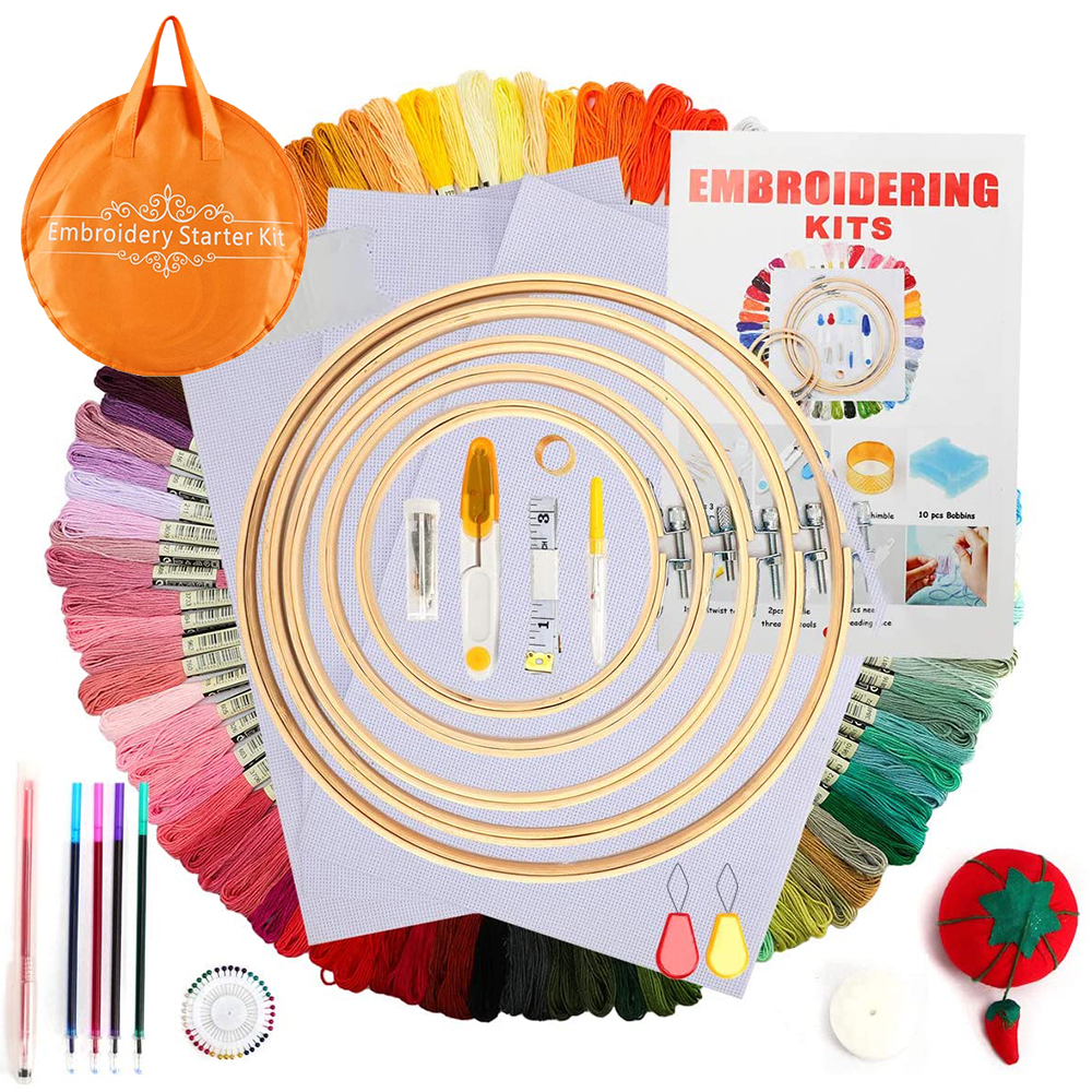 Looen DIY Вышивка стартовый комплект бамбуковые обручи для вышивки крестиком наборы для начинающих оптовая продажа 215 шт. украшение для дома