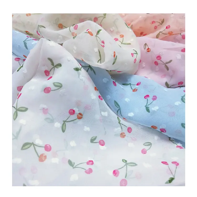 Wholesale Stock Roll 100% Polyester Lightweight Soft Woven Chiffon Printed Fabric For Women Clothing