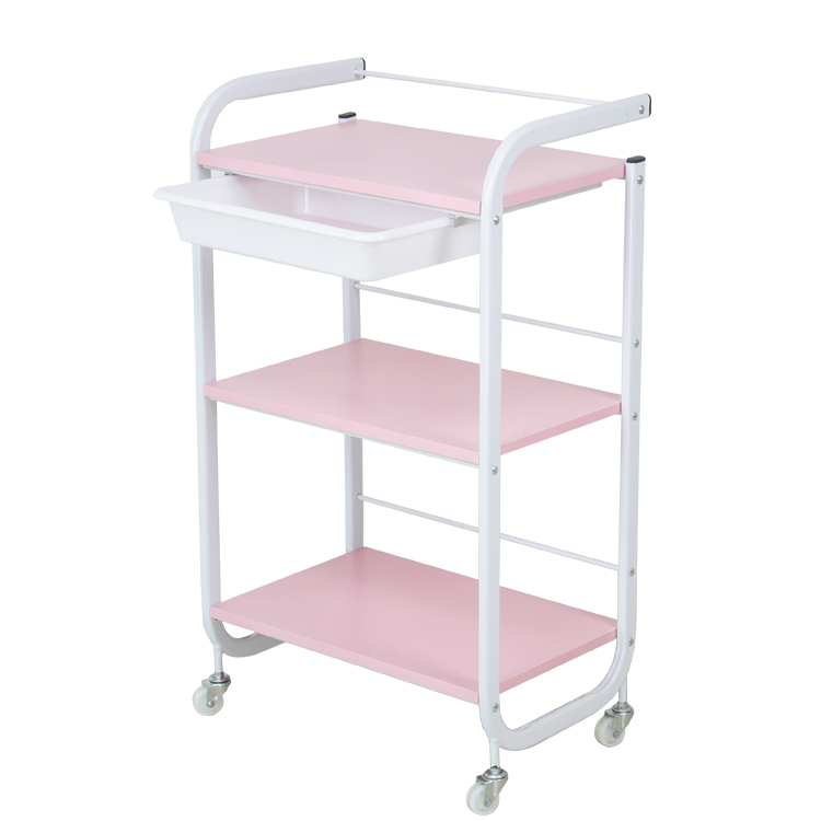 Storage Trolley on wheels 3-Tier Rolling Cart Utility Cart with Metal mesh basket Organization Mobile Salon Trolley