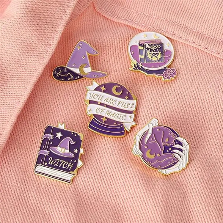 Customized Enamel Pins Brooch Lapel Badges Cartoon Icons Anime Wizard Magic Book Crystal Ball Cat Fenshin Enamel Pin Wholesale