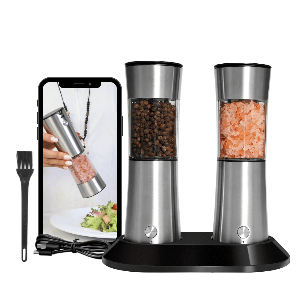Kitchen Accessories Automatic Rechargeable Gravity Electric Salt And Pepper Grinder Set Pepper Mill With USB Charging Base
