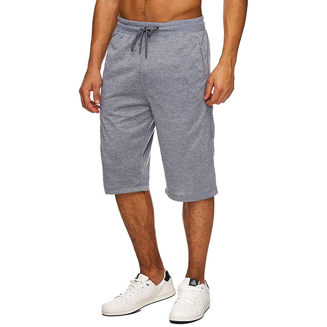 Mens Elastic Waist Drawstring Fitness Jogging Pants 3/4 Shorts Summer Casual Sweat Shorts With Pockets