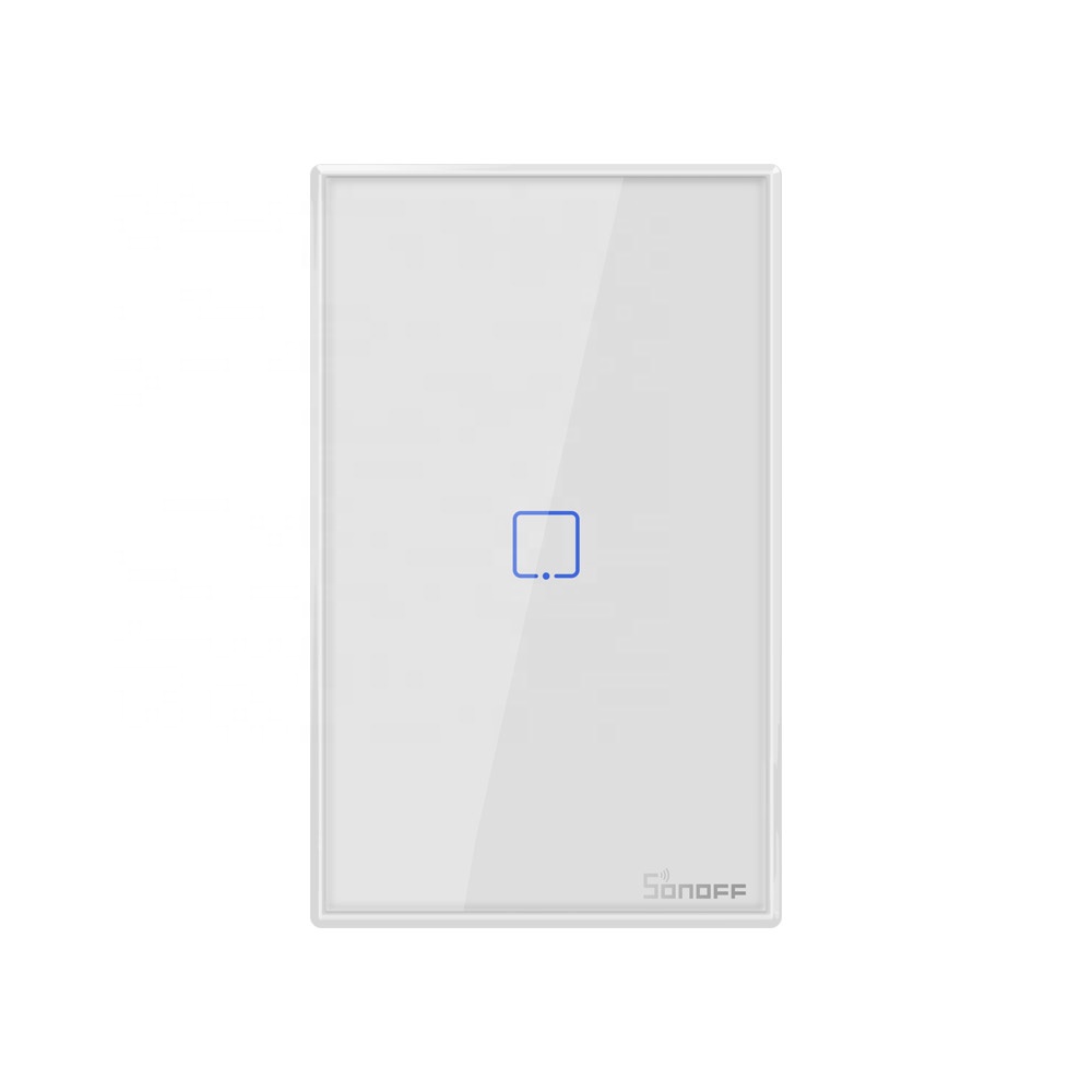 Умный дом SONOFF T0US 1C, Wi-Fi/приложение, пульт дистанционного управления, сенсорная стеклянная панель, 1 клавиша, светодиодная подсветка, настенный выключатель, работает с Alexa IFTTT