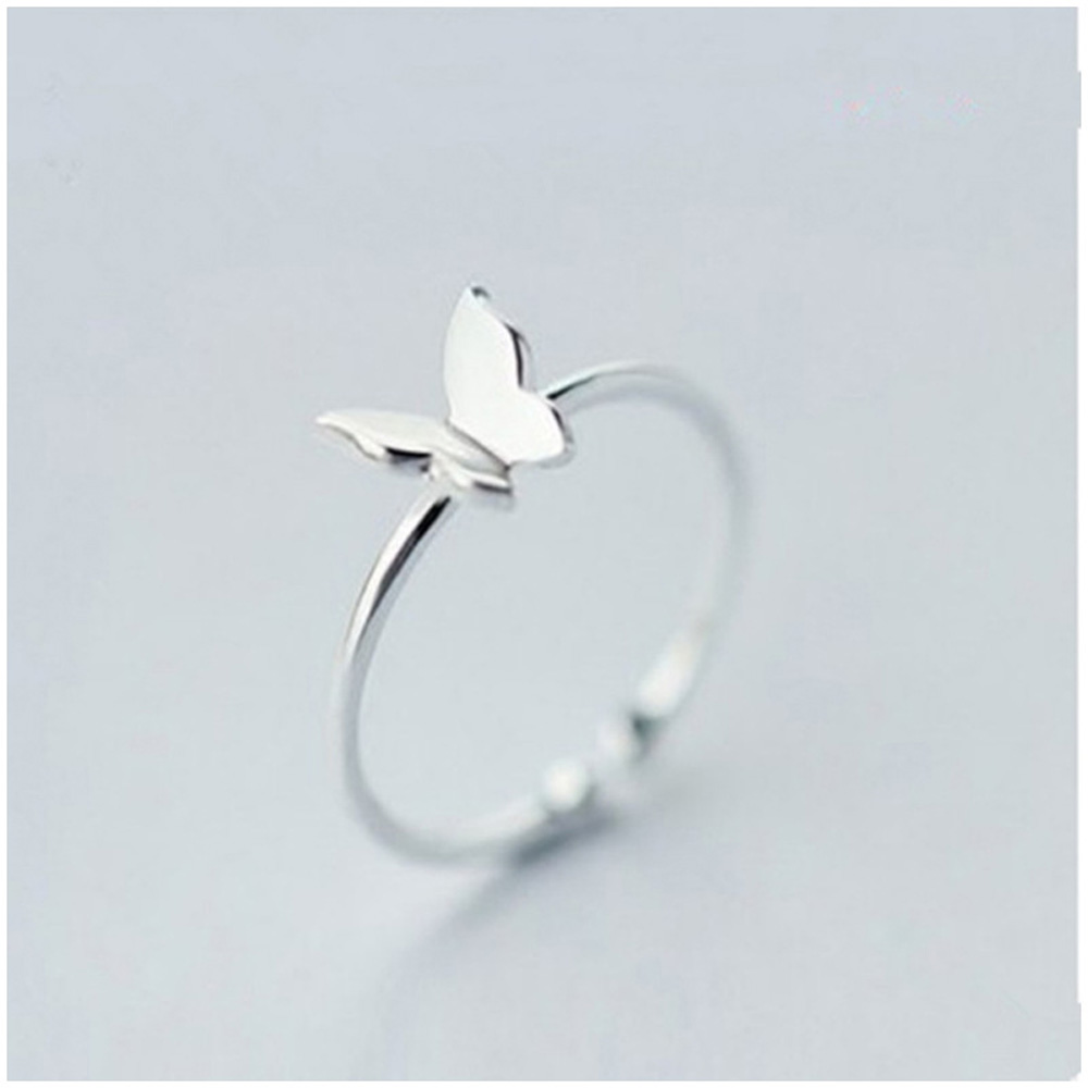 2022 Jewelry Simple 925 Sterling Silver Plated Butterfly Ring For Women Girls