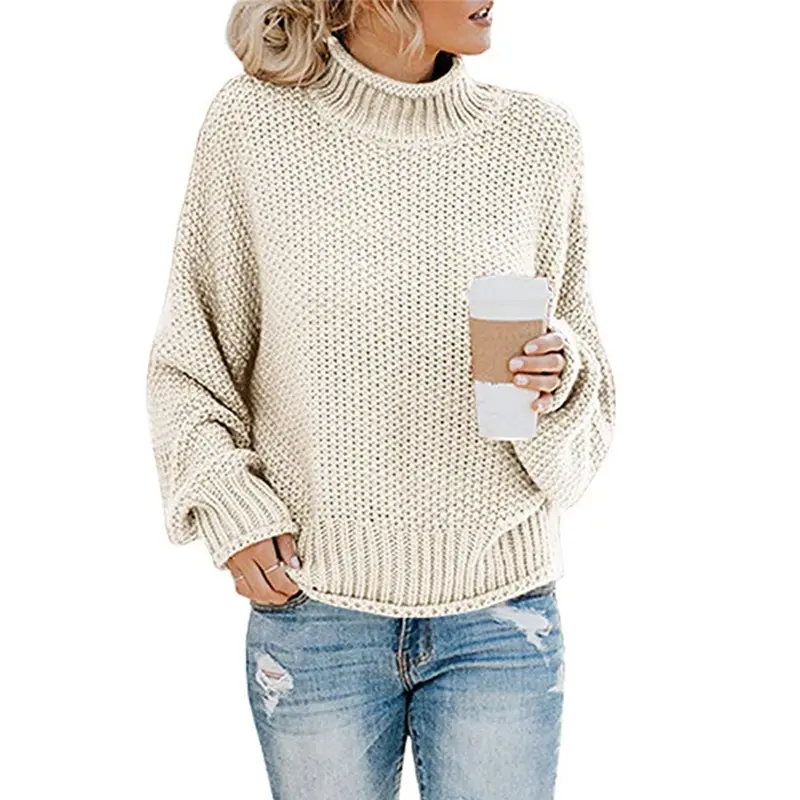 New Plus size women knitwear jumper clothing in autumn and winter Amazon popular thick line high neck Pullover women's sweaters