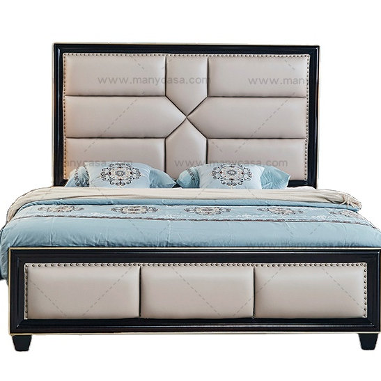 Modern light luxury leather bed double bed multifunctional high box simple soft leather bed