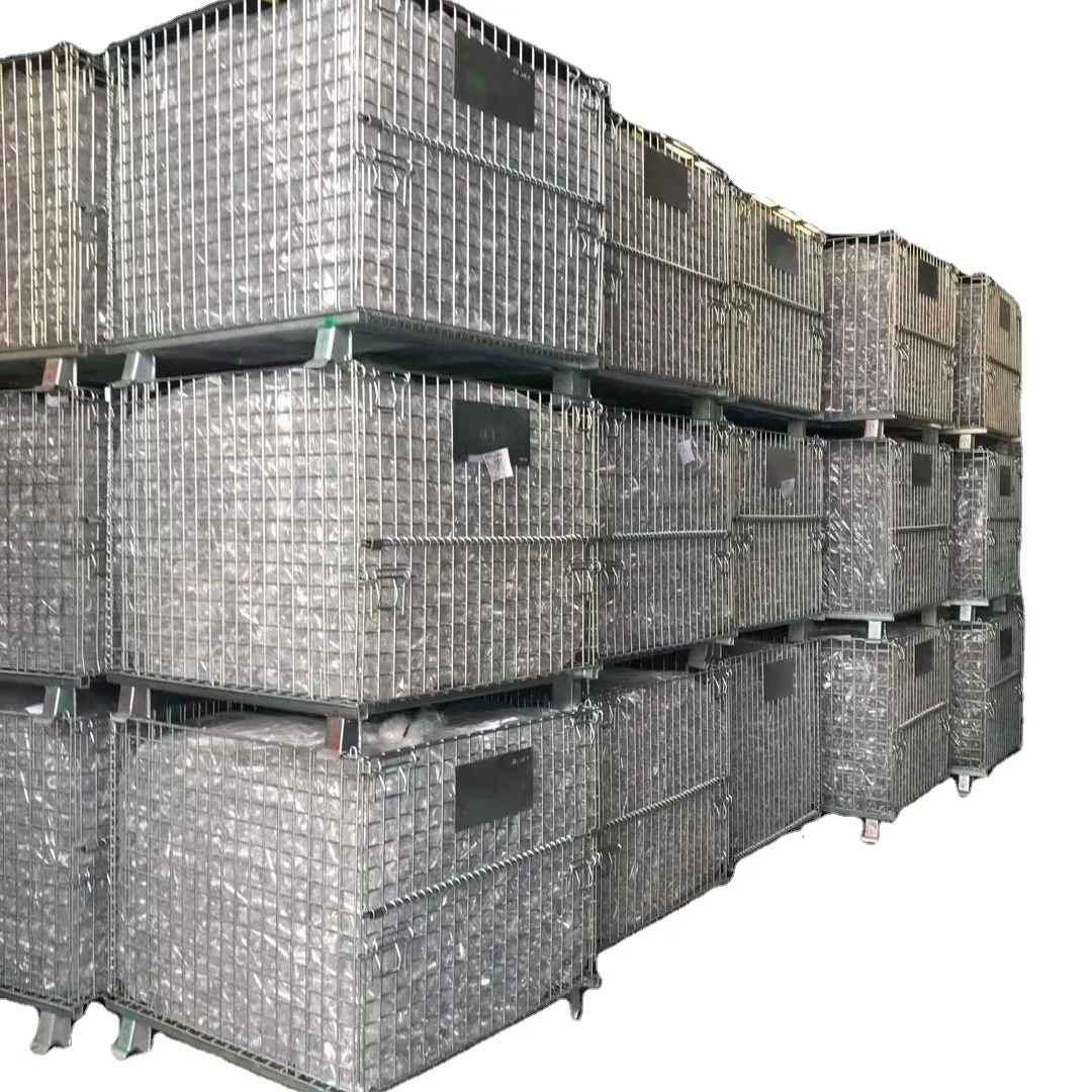 Heavy duty galvanized collapsible Stacking and folding cargo storage cage