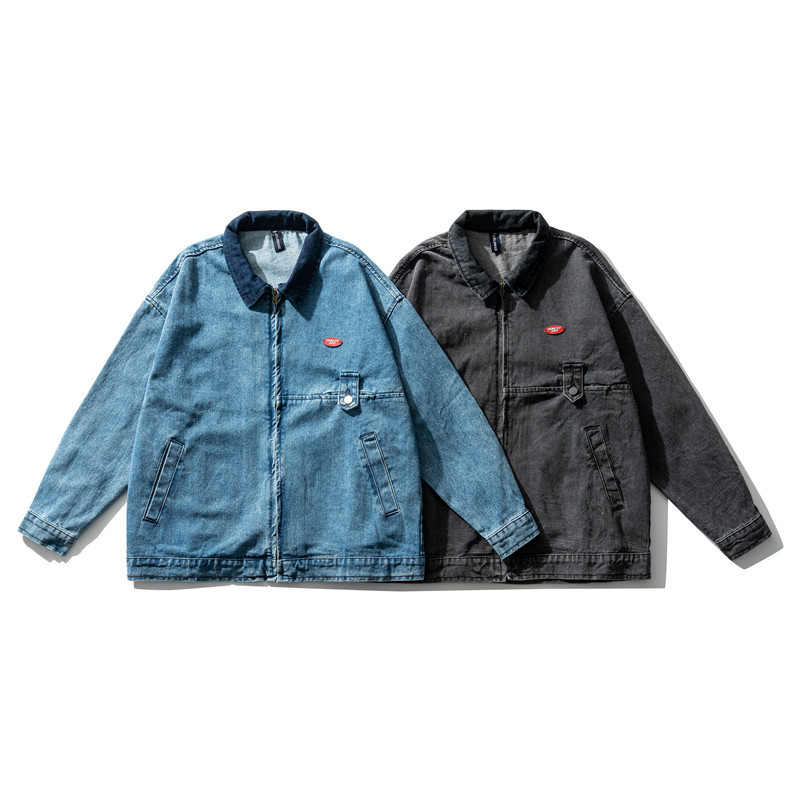 2021spring men's casual outdoor plus size jackets jacket pocket decoration youth trend jean jacket OEM