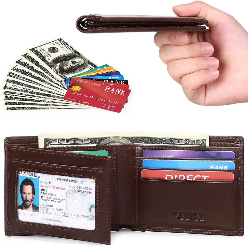 Slim Bifold Wallet With Money Clip RFID Blocking Men Wallet