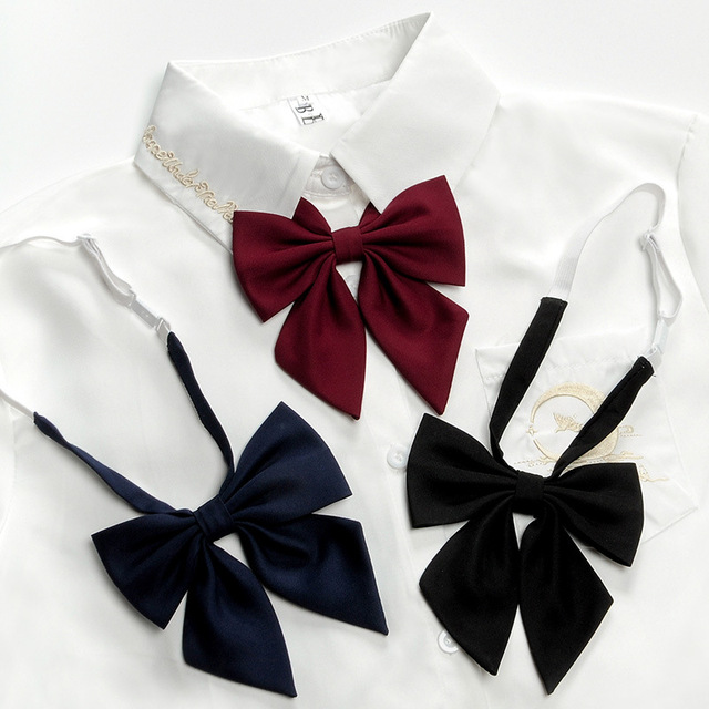 JK Solid Color Feather Bow Tie Female College Style Shirt Sailor Suit Bevel Black Bow Tie Student School Uniform Tie