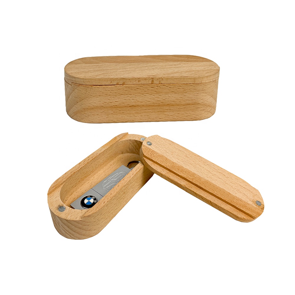 Natural U Disk Memory Stick Wood Packing Box Beech Wood USB Flash Drive Gift Box