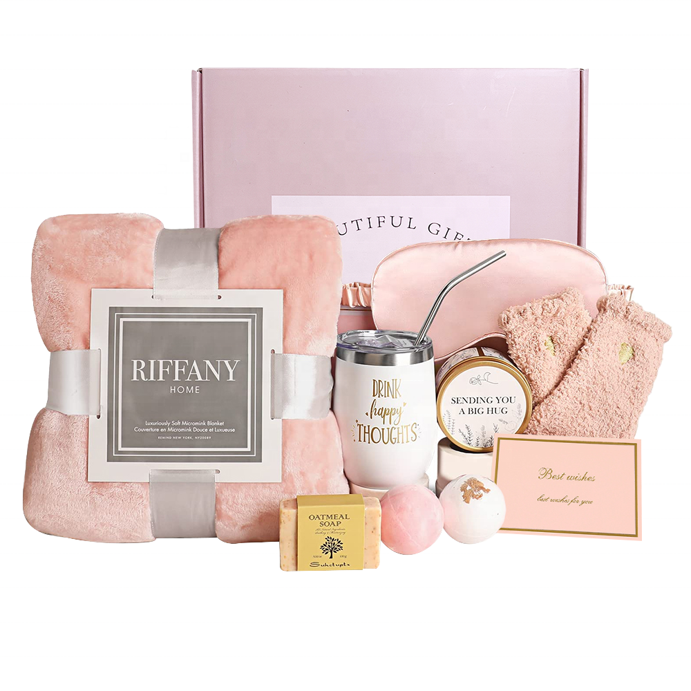 Elegant Business Gift Set with Ocean Scented Spa Bath Essentials in Floral Display Box