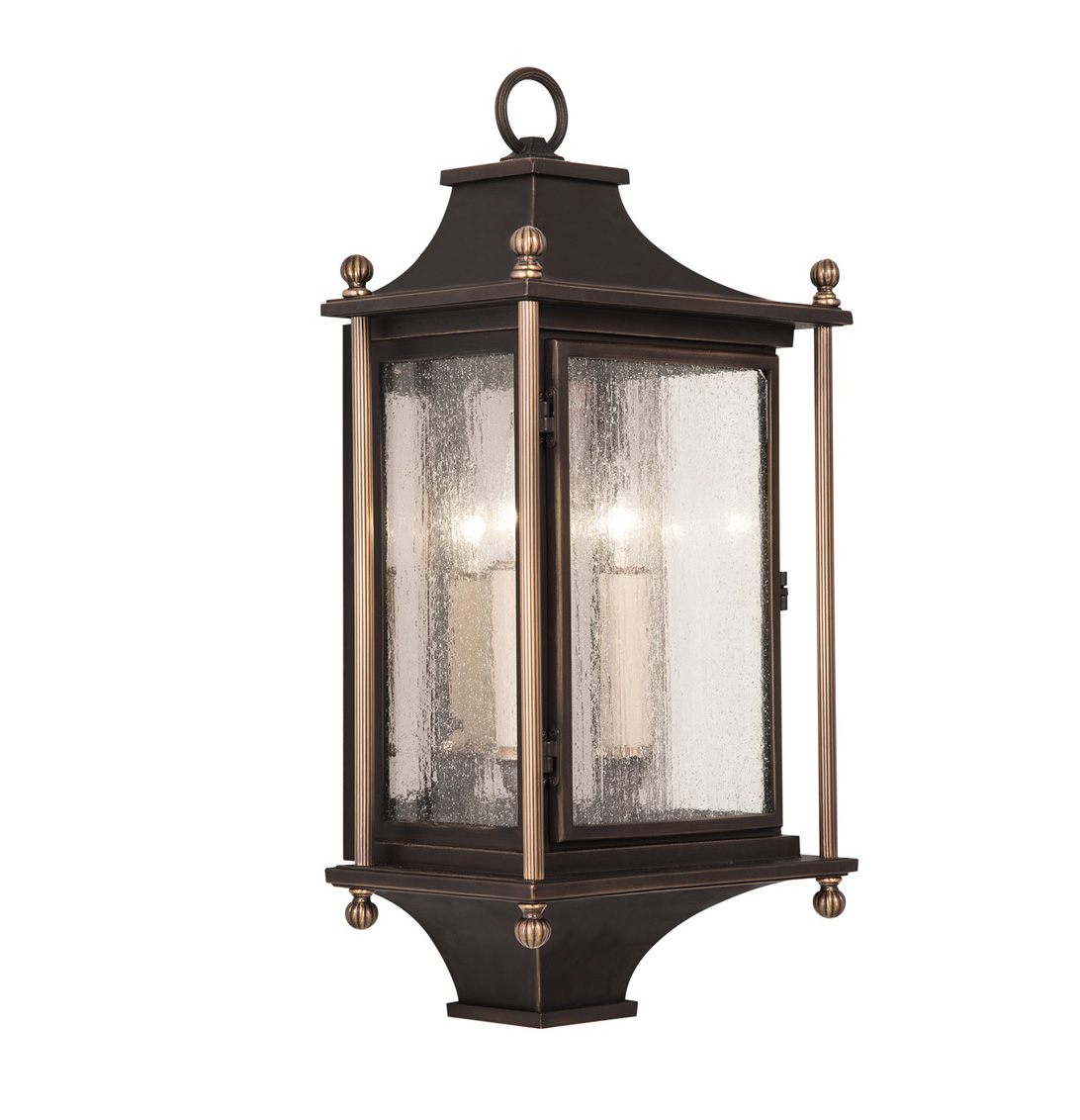 Classical lights Bronze/weather grey 2X60w outdoor wall lighting clear seeded