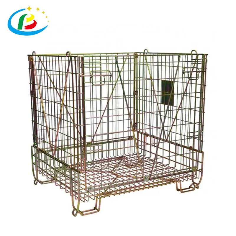 Collapsible/ Folding Welded European Metal Steel Pet Preform Large Bulk Wire Mesh Container Pallet Cage