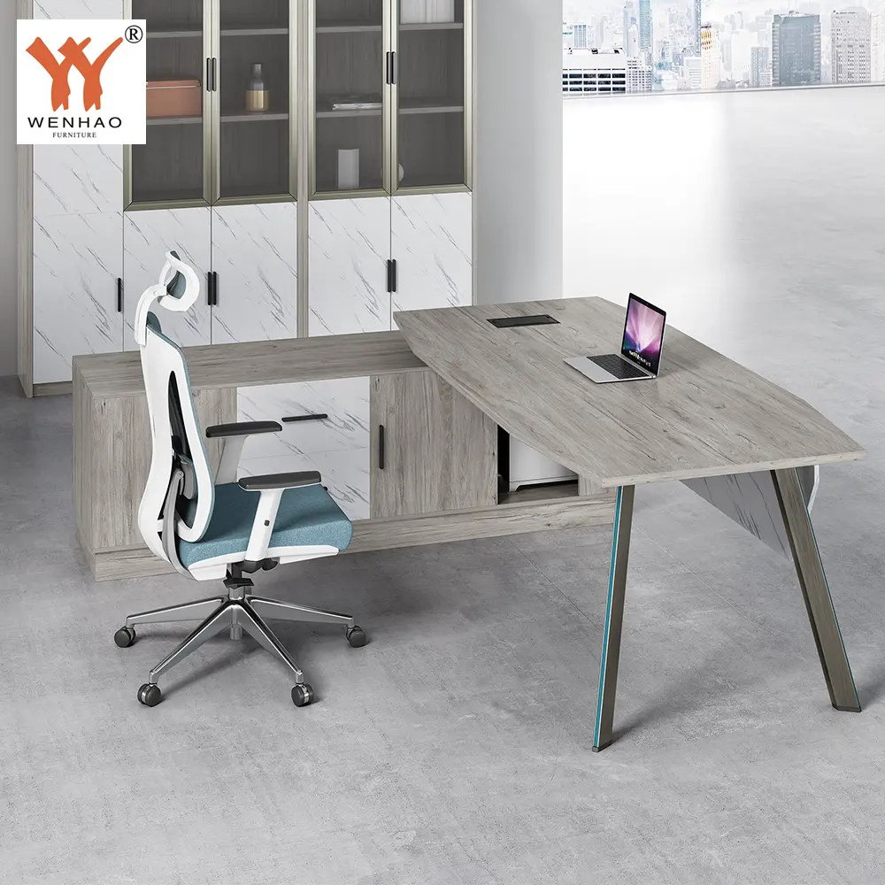 2022 Modern Design Mdf Workspace Manager Work Ceo Boss L Shape Executive Table Desk Office
