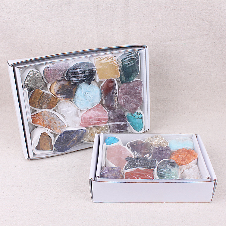 Wholesale natural geography science rock ore specimen set teaching crystal healing stone gift box