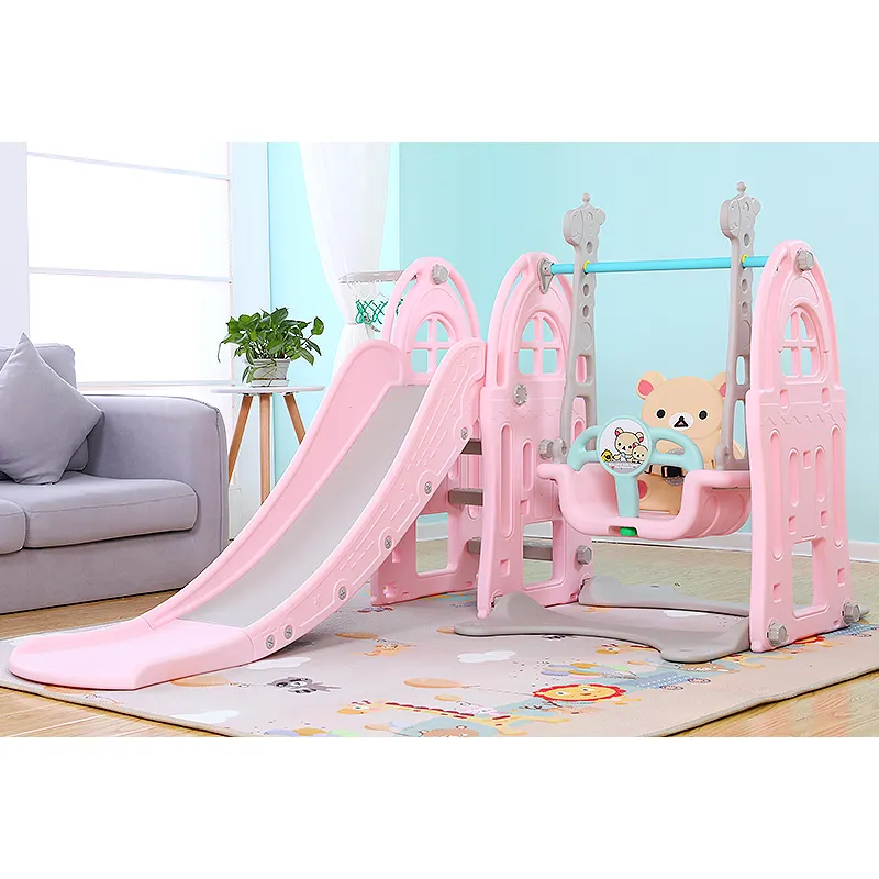 Kids Slide Updated Hot Selling 3 In 1 Children Indoor Playground Plastic Kid Swing Slide Set For Toddler