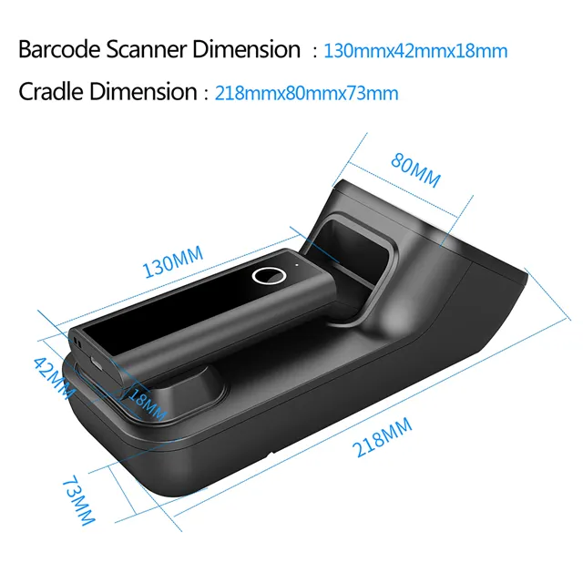 Symcode MJ-R50 Wireless Barcode Scanner With Automatic Scan Window 2D Cordless Bar Code Reader