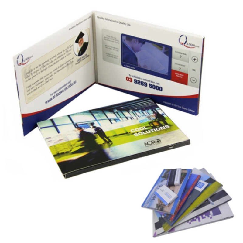 business invitation card thin paper 5" LCD player music greeting video mailer brochure