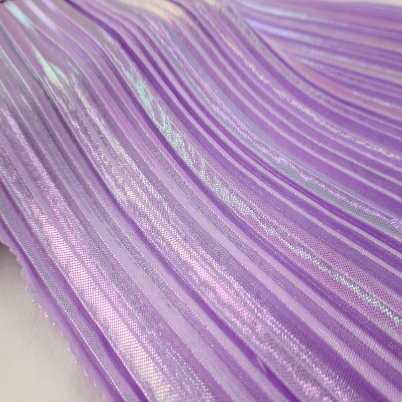 High quality tr polyester viscose shiny foil printing knitted single jersey pleated fabric