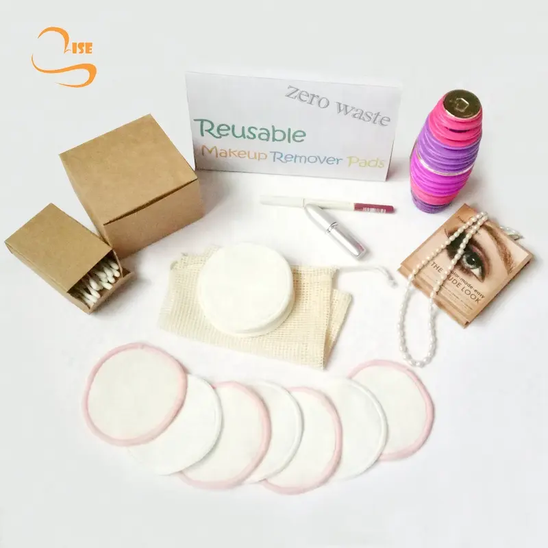 Eco-friendly Usful Velvet Reusable Makeup Pads 8cm Round Bamboo Cosmetic Cleansing Pads