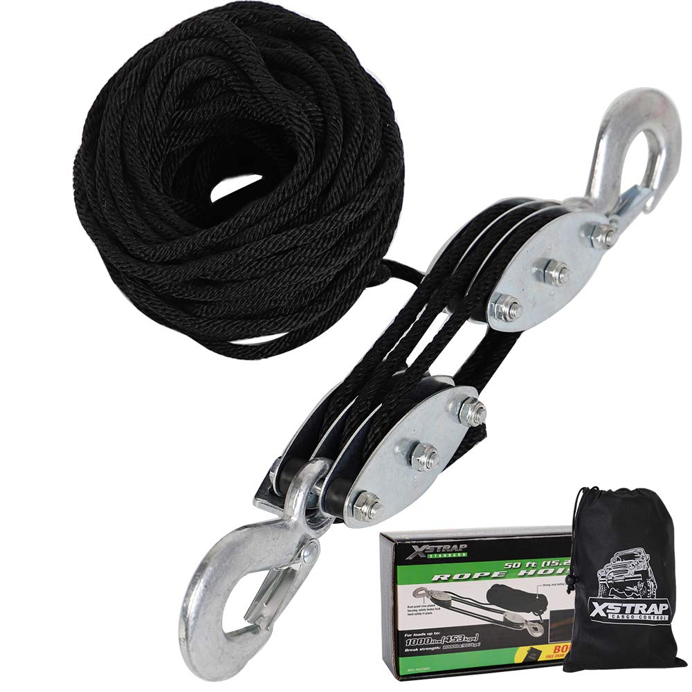 Heavy Duty 2000 LB Break Strength Wire Rope Pulling Hoist Hand Rope Pulley Hoist Mini Hoist Hand Pull Trolley