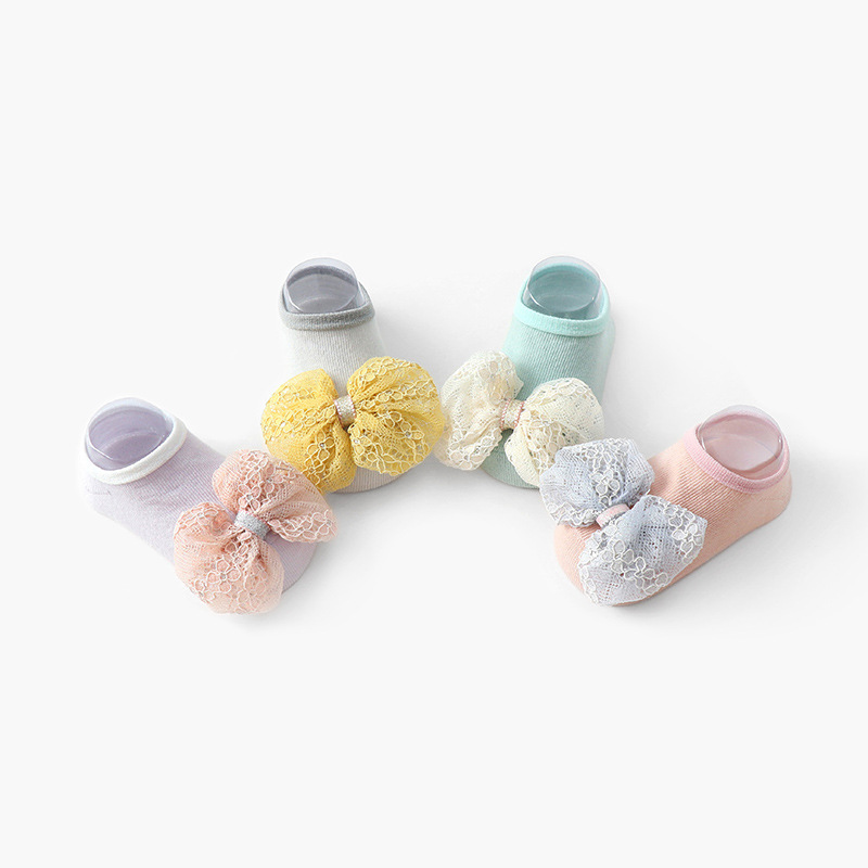 Newborn Hot Selling Fancy Flower Bows Princess Anti Slip Cotton Baby Socks Sweet Baby Socks Kids