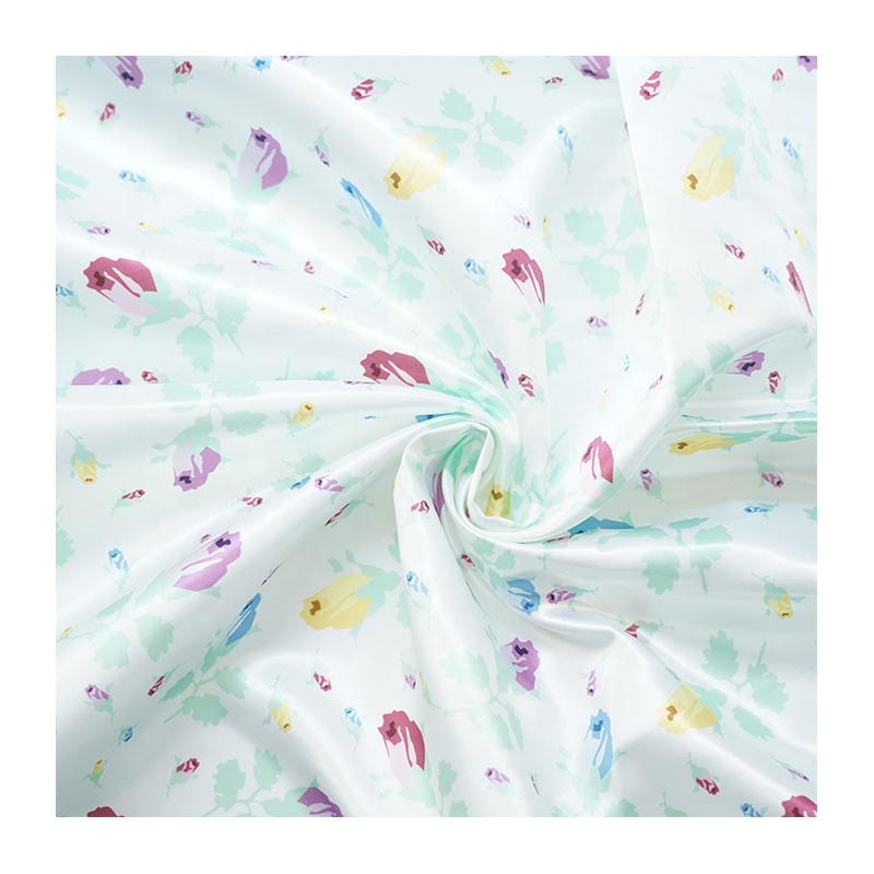 No MOQ Custom Flower Digital Printing 100% Polyester Satin Fabric For Dress