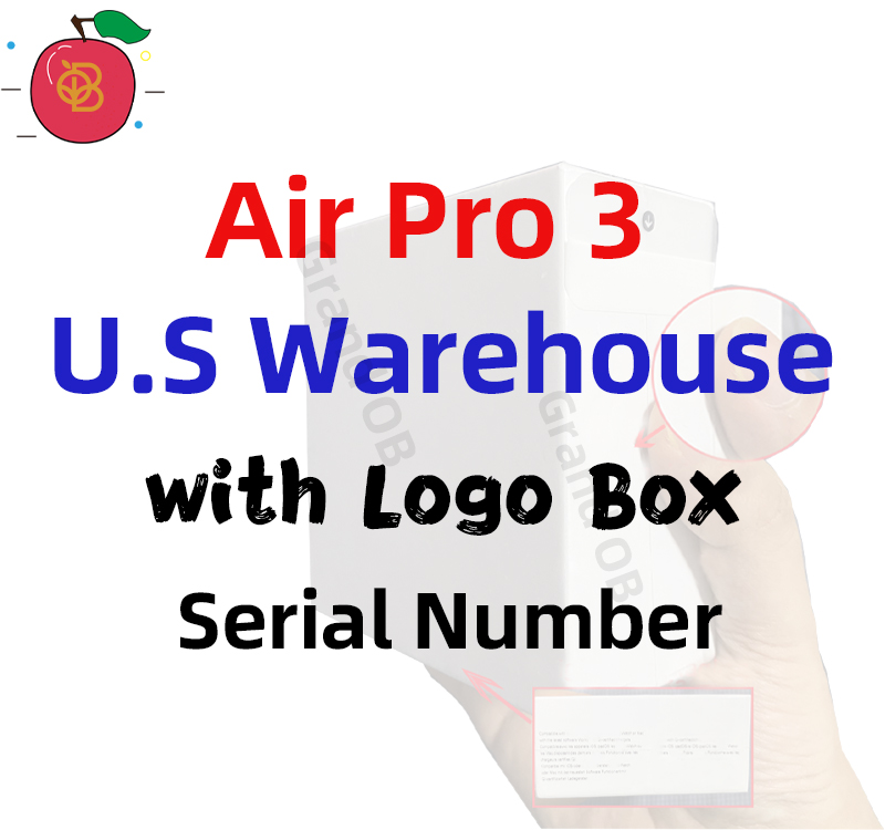 MOQ1 US Warehouse, бесплатная доставка, TWS Air Pro с логотипом Air 2 Gen 3 TWS Air Pro 3 Air 3 Gen 3, беспроводные наушники-вкладыши Air Pro 3