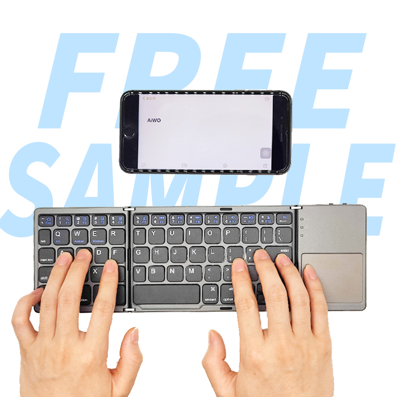 AIWO Wireless Teclado Plegable Inalambrico Small Size Easy Carry On Portable Foldable Keyboard With Trackpad Folding Keyboard