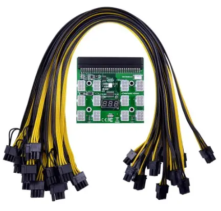Power Module Breakout Board Kits with 12PCS 6Pin to 6+2P 8Pin Power Cable for 1200W 750W PSU GPU