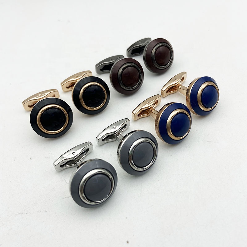 Men Cufflinks Accessories Personalized High Quality Custom Logo Round Metal Cufflink
