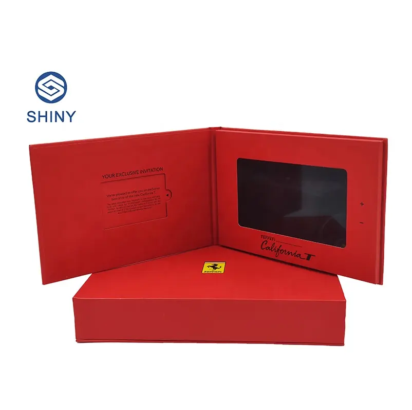 Customized 7 inch lcd screen video brochure video greeting card video business card with box for product advertising