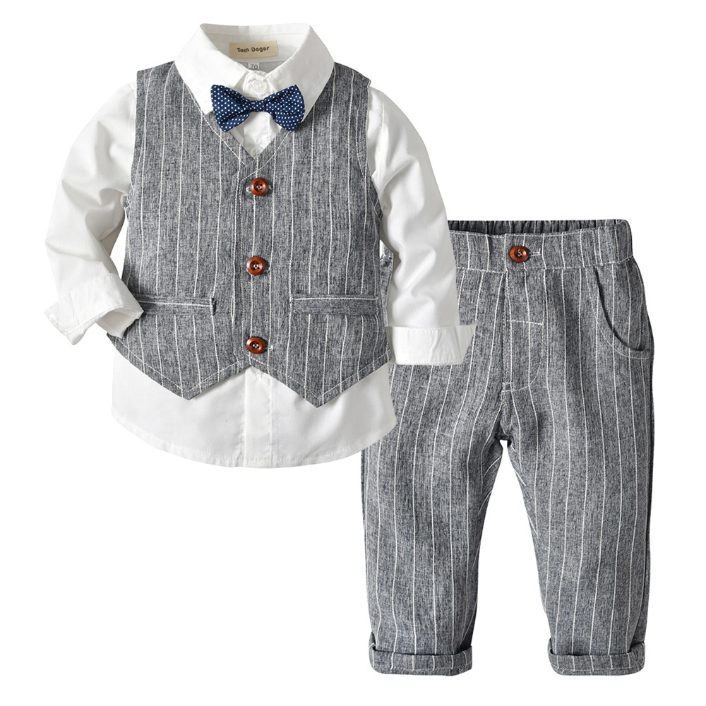 Kids Clothing Boys Short Sleeve Gentleman Suit Wedding Party Kids Formal Clothes Set Wholesale