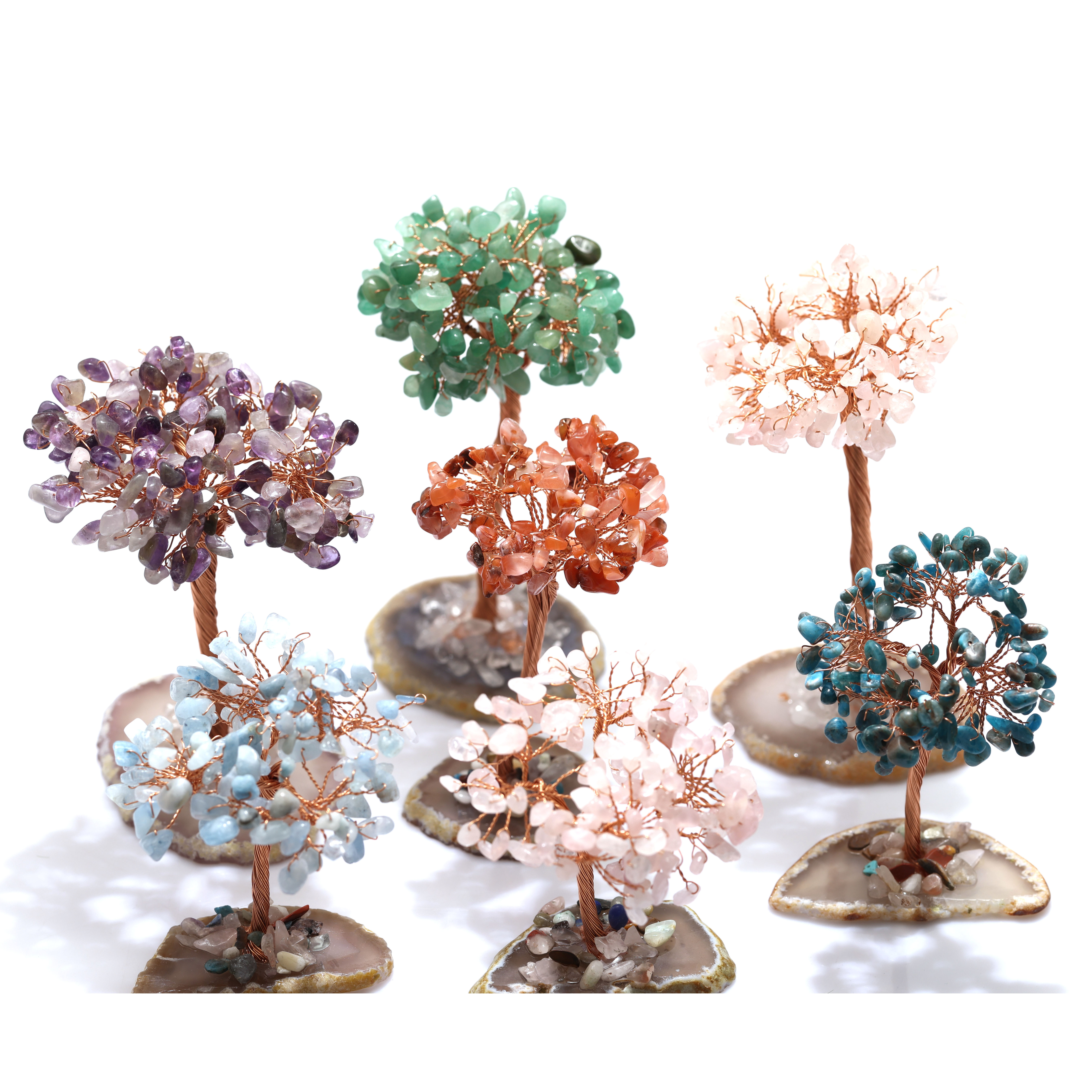 Wholesale natural crystal gemstone fortune money tree feng shui for home ornamental centerpieces