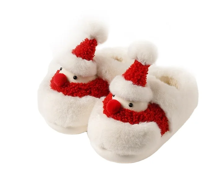 New snowman bag and cotton slippers Cartoon Christmas Cute Comfortable Warm Girl Cotton Shoes Indoor shoes for couples at home