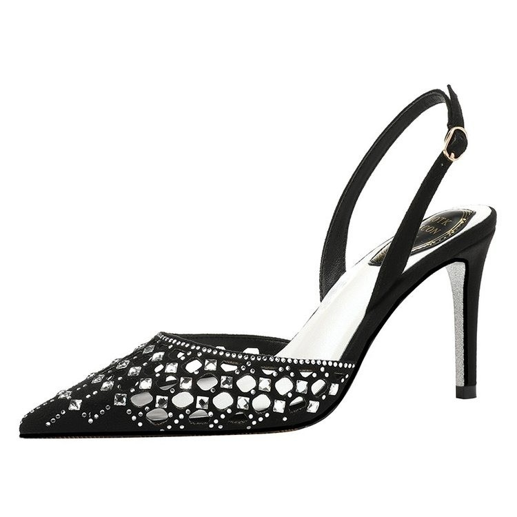 2021 fashion square high heel shoes with luxury diamonds pointed shallow mouth women's Stiletto