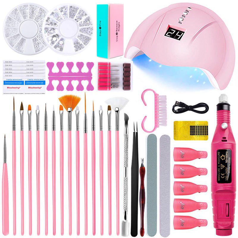 54W Lamp LED UV Gel Nail Polish Kit Private Label Beginner DIY nail polish gel manicure tools set nails accessories and tools